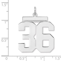Sterling Silver/Rhodium-plated Polished Number 36 Charm