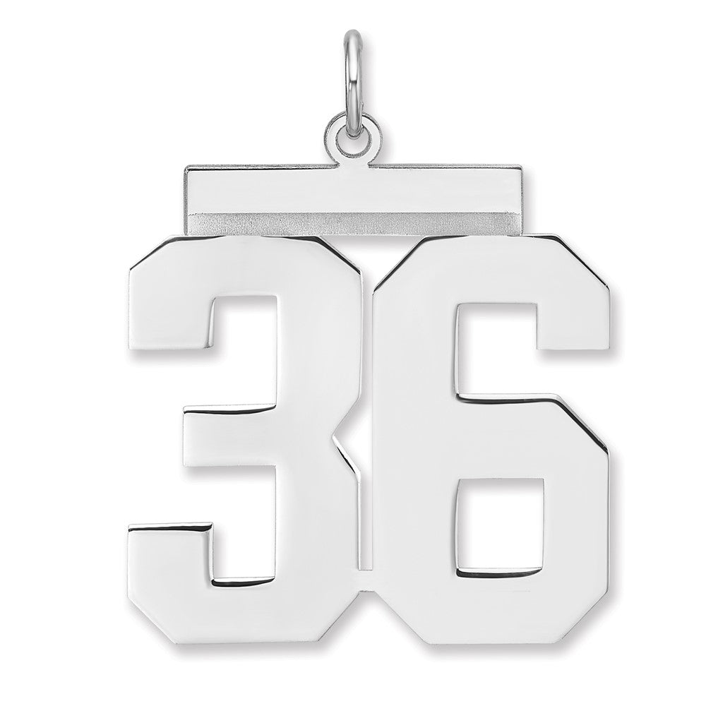 Sterling Silver/Rhodium-plated Polished Number 36 Charm