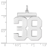 Sterling Silver/Rhodium-plated Polished Number 38 Charm
