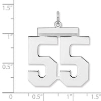 Sterling Silver/Rhodium-plated Polished Number 55 Charm