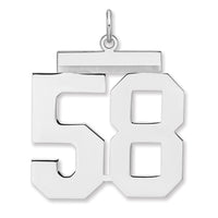 Sterling Silver/Rhodium-plated Polished Number 58 Charm