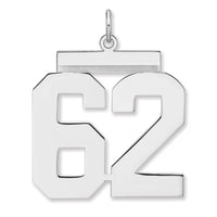 Sterling Silver/Rhodium-plated Polished Number 62 Charm