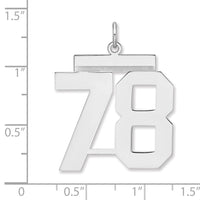 Sterling Silver/Rhodium-plated Polished Number 78 Charm