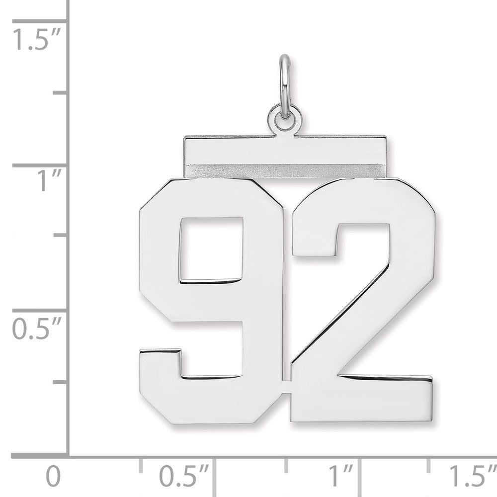 Sterling Silver/Rhodium-plated Polished Number 92 Charm