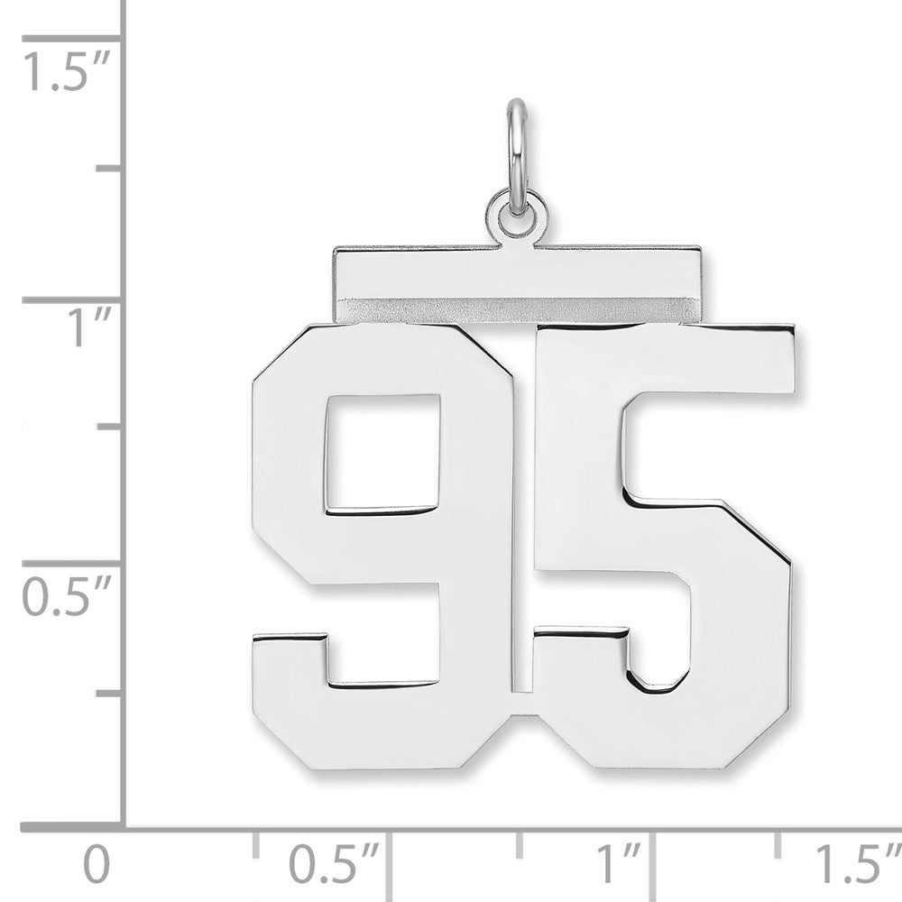 Sterling Silver/Rhodium-plated Polished Number 95 Charm