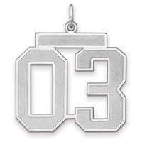 Sterling Silver/Rhodium-plated Satin Number 03 Charm