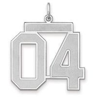 Sterling Silver/Rhodium-plated Satin Number 04 Charm