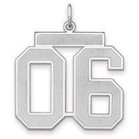Sterling Silver/Rhodium-plated Satin Number 06 Charm