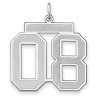 Sterling Silver/Rhodium-plated Satin Number 08 Charm