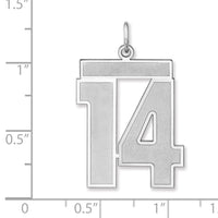 Sterling Silver/Rhodium-plated Satin Number 14 Charm