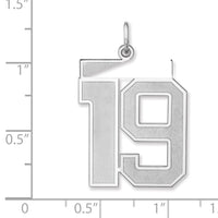 Sterling Silver/Rhodium-plated Satin Number 19 Charm