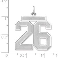 Sterling Silver/Rhodium-plated Satin Number 26 Charm