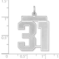 Sterling Silver/Rhodium-plated Satin Number 31 Charm