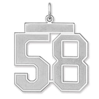 Sterling Silver/Rhodium-plated Satin Number 58 Charm