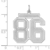 Sterling Silver/Rhodium-plated Satin Number 86 Charm