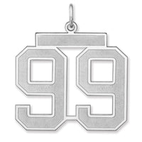 Sterling Silver/Rhodium-plated Satin Number 99 Charm