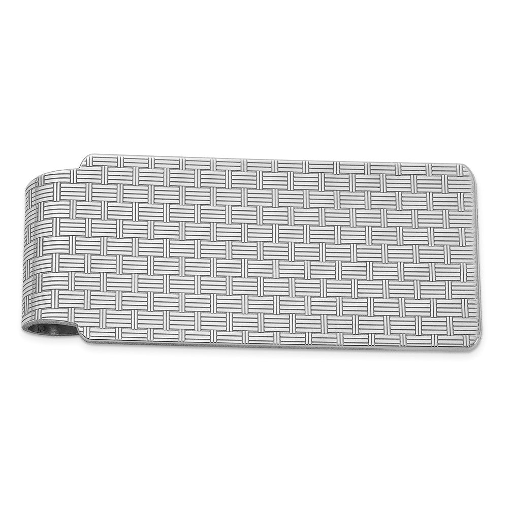 Sterling Silver Rhodium-plated Pattern Money Clip