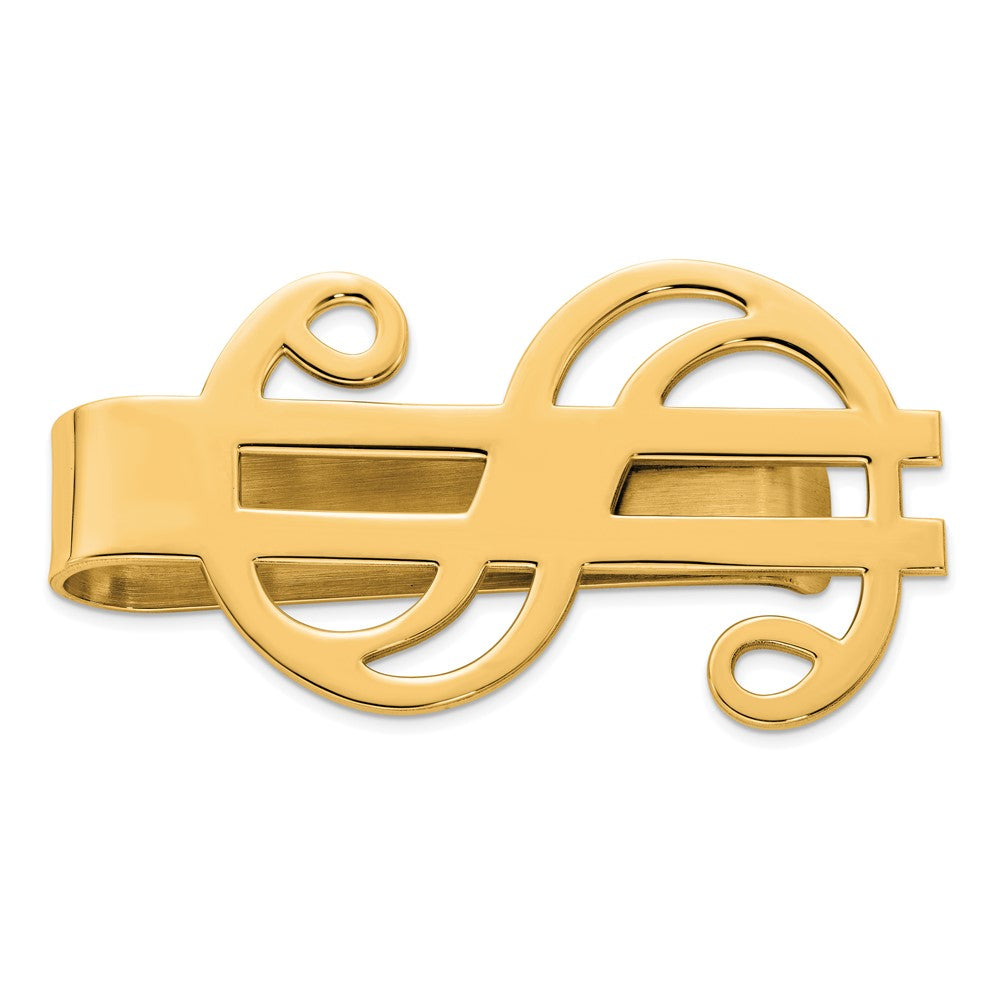 Sterling Silver Gold-plated Dollar Sign Money Clip