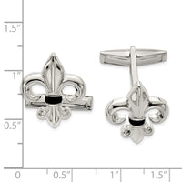 Sterling Silver Fleur De Lis w/Onyx Cuff Links