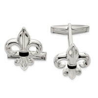Sterling Silver Fleur De Lis w/Onyx Cuff Links