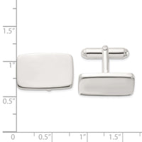 Sterling Silver Rhodium-plated Polished Rectangle Cuff Links