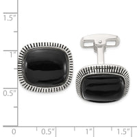 Sterling Silver Onyx and Enameled Cuff Links