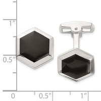 Sterling Silver Polished Onyx Hexagon Cuff Links