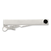 Sterling Silver Polished Onyx Dot Tie Bar