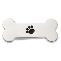 Sterling Silver Dog Bone with Enamel Paw Print Money Clip
