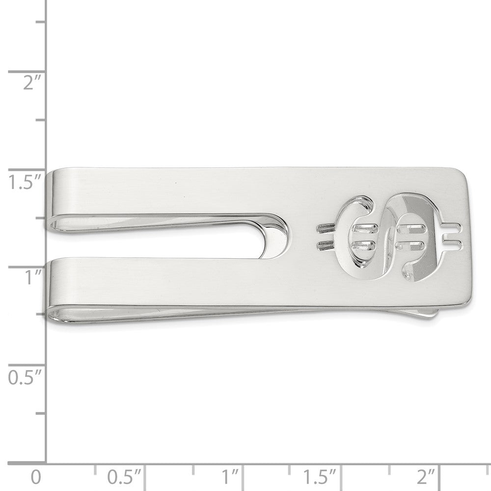 Sterling Silver Rhodium-plated Polished Cut Out Dollar Sign Money Clip
