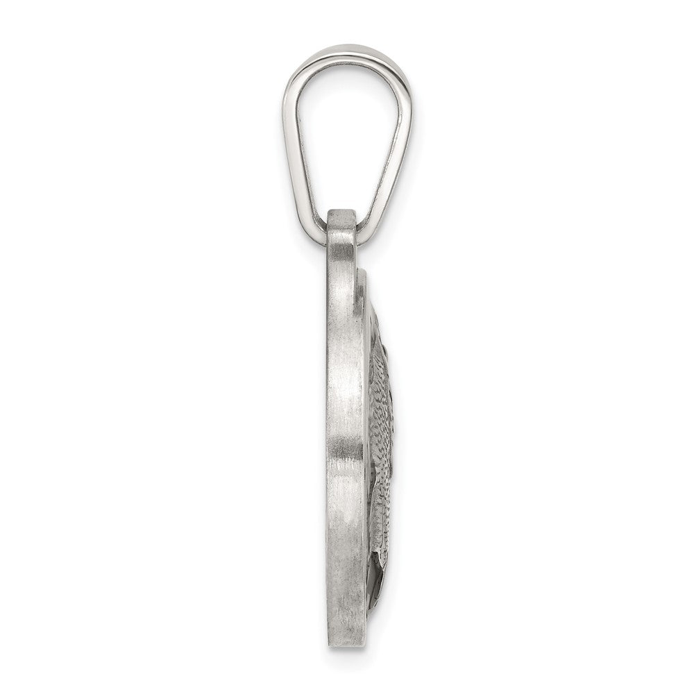 Sterling Silver Black Epoxy Bass Fish Pendant