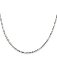 Sterling Silver Rhodium-plated 2.55mm D/C Square Franco Chain
