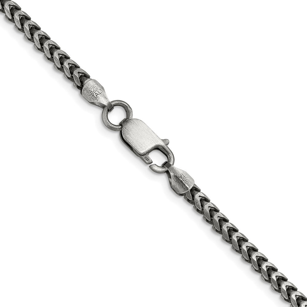 Sterling Silver Antiqued 3.1mm D/C Square Franco Chain