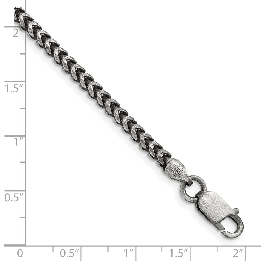 Sterling Silver Antiqued 3.1mm D/C Square Franco Chain