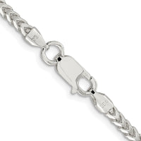 Sterling Silver Rhodium-plated 3mm D/C Square Franco Chain