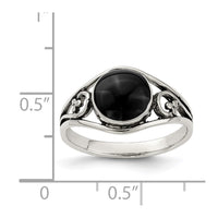 Sterling Silver Antiqued Black Agate Ring