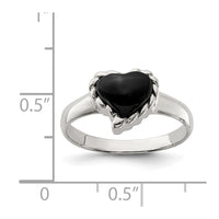Sterling Silver Onyx Heart Ring