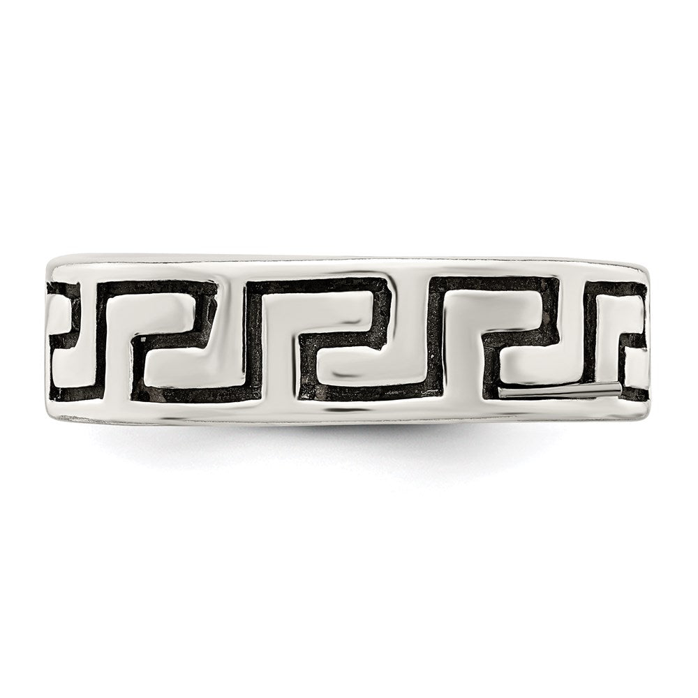 Sterling Silver Antiqued Greek Key Ring