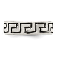 Sterling Silver Antiqued Greek Key Ring
