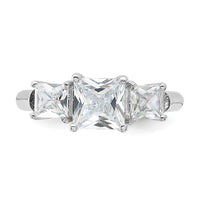 Sterling Silver Rhodium-plated Three Stone CZ Ring