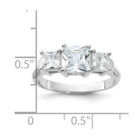 Sterling Silver Rhodium-plated Three Stone CZ Ring