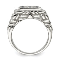 Sterling Silver Rhodium-plated Men's CZ Ring