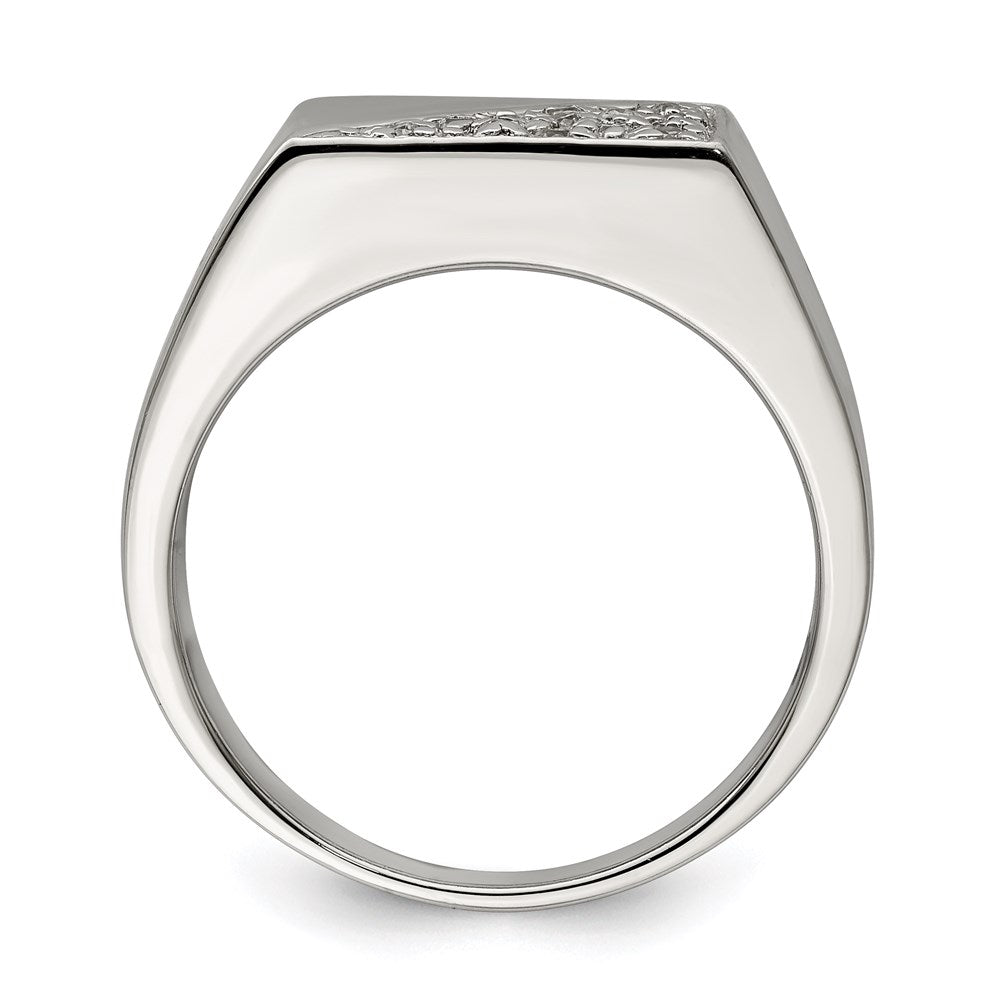 Sterling Silver Rhodium Plated Men's CZ Ring