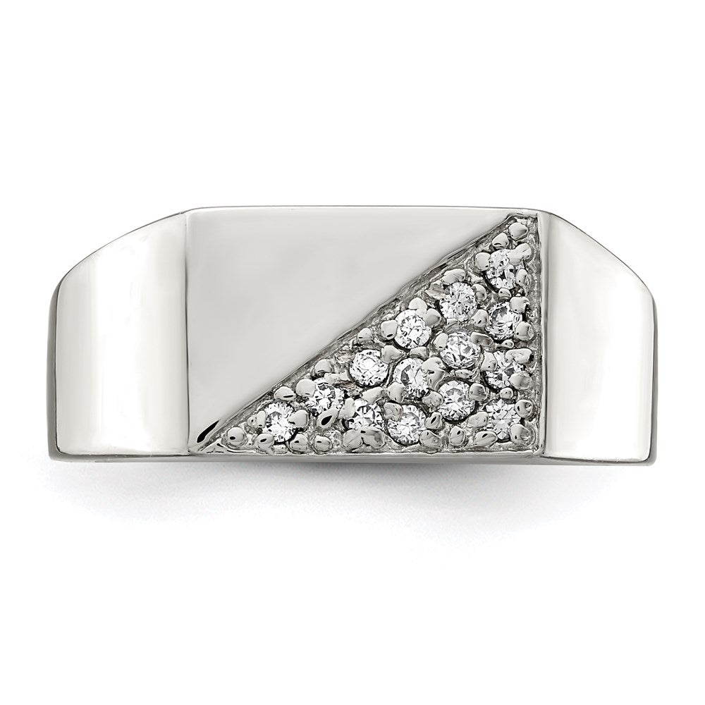 Sterling Silver Rhodium-plated Men's CZ Ring