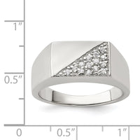 Sterling Silver Rhodium-plated Men's CZ Ring