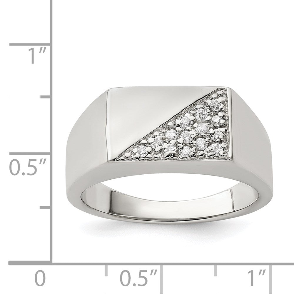 Sterling Silver Rhodium Plated Men's CZ Ring
