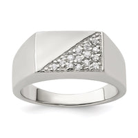 Sterling Silver Rhodium-plated Men's CZ Ring