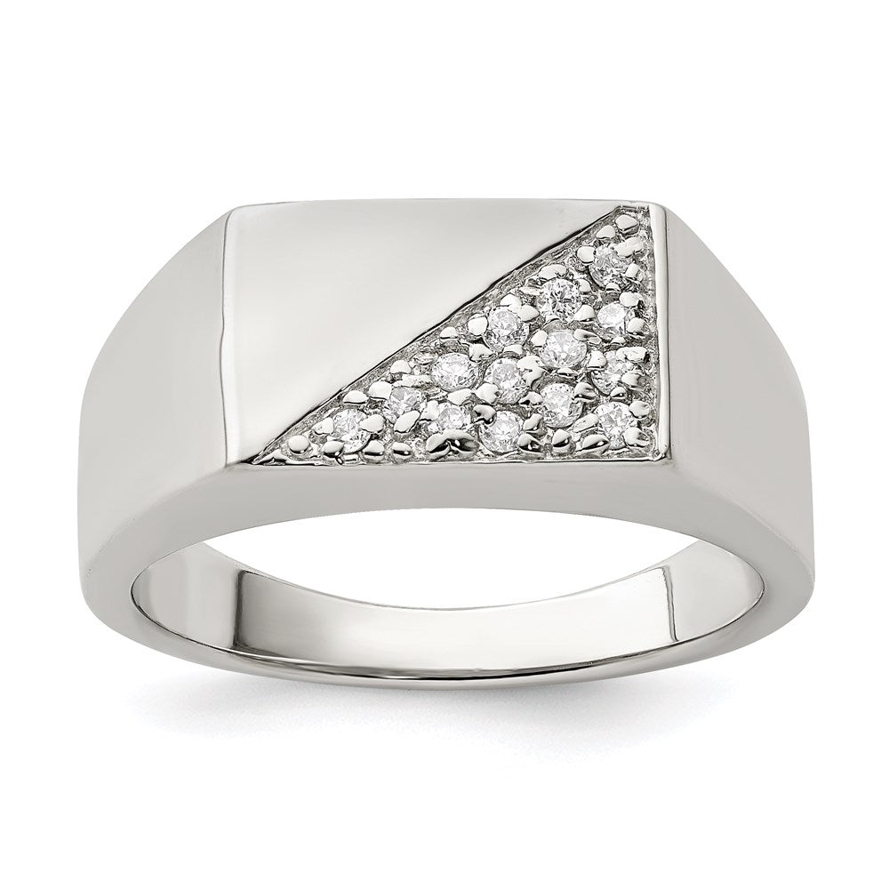 Sterling Silver Rhodium Plated Men's CZ Ring