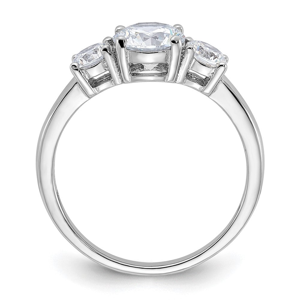 Sterling Silver Rhodium-plated 3 Stone CZ Ring