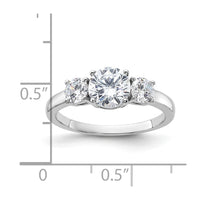 Sterling Silver Rhodium-plated 3 Stone CZ Ring